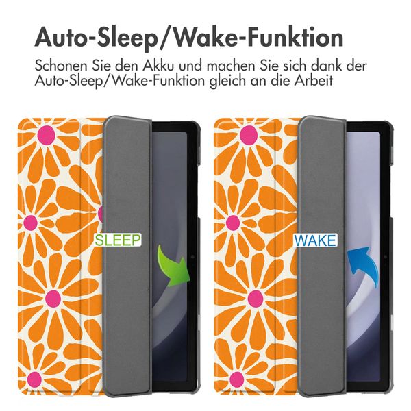 imoshion Design Trifold Klaphülle Samsung Galaxy Tab A11 Plus / A9 Plus - Orange Flower Connect