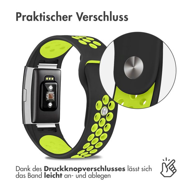 imoshion Silikonband Sport für das Fitbit Charge 2 - Schwarz / Lime