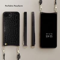 Selencia Nova Croco HandyHülle mit Kordel und Kartenhalter Apple iPhone 17e / 16e - Schwarz