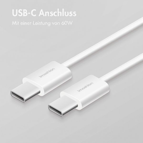 imoshion Braided USB-C-zu-USB-C-Kabel 60 W 2er-Pack - 1 Meter - Weiß