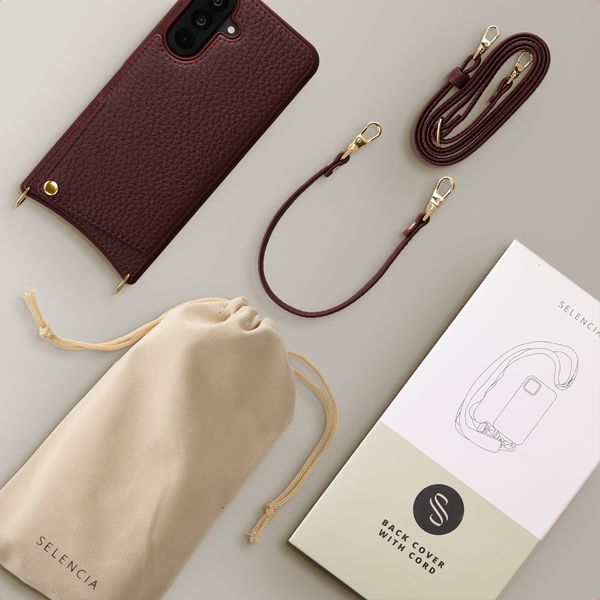 Selencia Nova Croco HandyHülle mit Kordel und Kartenhalter Samsung Galaxy A36 - Bold Burgundy