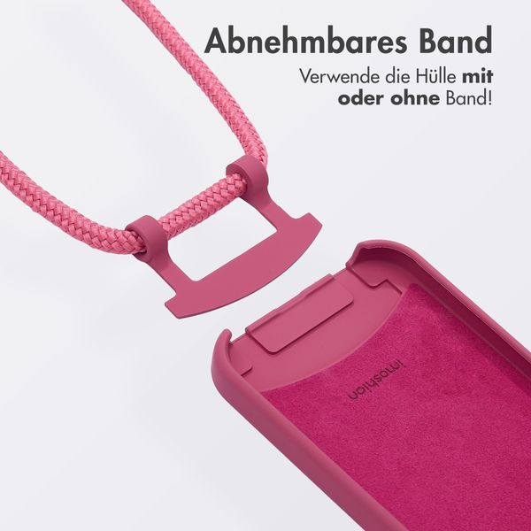 imoshion Color Backcover mit abnehmbarem Handykette und MagSafe Apple iPhone 15 - Raspberry