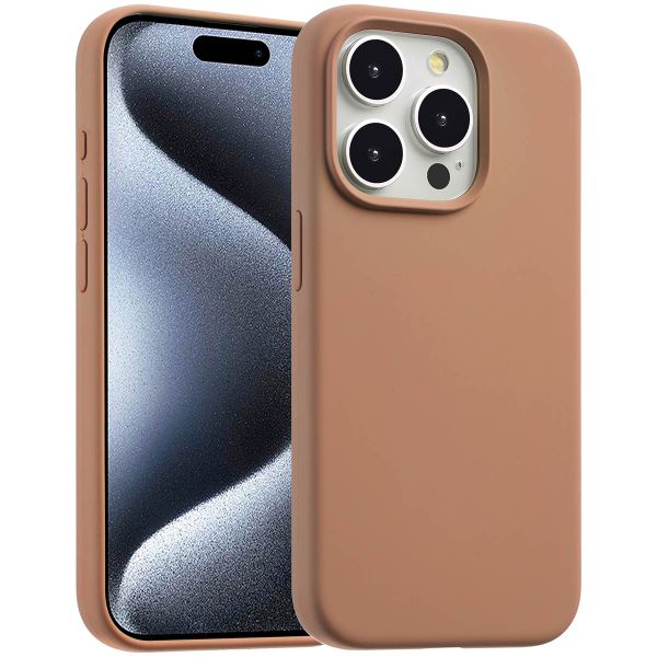 Accezz Liquid Silikoncase mit MagSafe für das iPhone 15 Pro Max - Light Brown