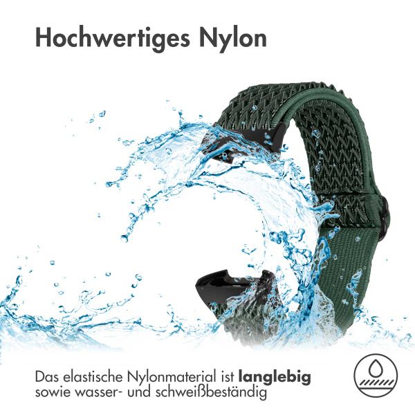 imoshion Elastisches Nylonarmband für das  Fitbit Charge 3 / 4 - Grün