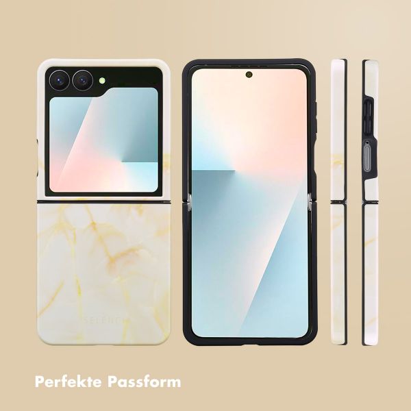 Selencia Vivid Back Cover Samsung Galaxy Z Flip 7 - Golden Beige Marble