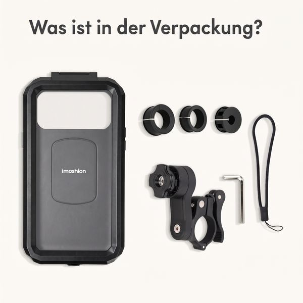 imoshion Premium Fahrrad-Handyhalterung - Spritzwassergeschützt - 360° drehbar - Universal - Schwarz