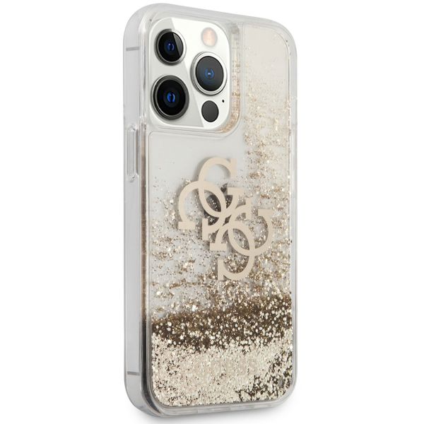 Guess 4G Logo Liquid Glitter Back Cover für das iPhone 13 Pro - Gold