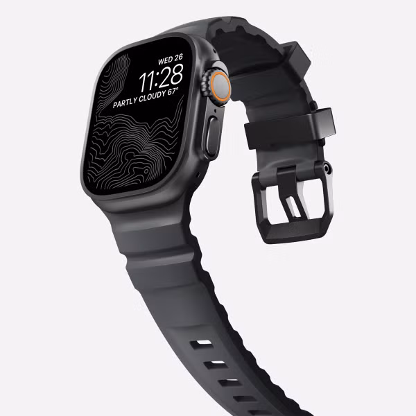 Nomad Rocky Point Armband für das  Apple Watch Series 1 t/m 11 / SE / Ultra (44/45/46/49 mm) - Storm / Black
