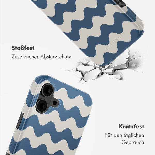 Selencia Vivid Tough Back Cover mit MagSafe für das iPhone 16 - Wave Vibes Classic Blue