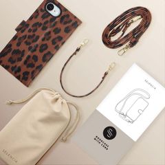 Selencia Sabi Klapphülle mit Leopardenmuster Apple iPhone 16e - Mocha Brown