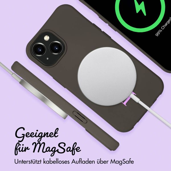 Personalisierte Color Backcover MagSafe mit abtrennbarem Band und Namen für iPhone 15 - Black Coffee