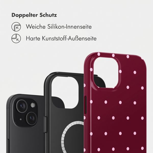 Selencia Vivid Rückabdeckung mit MagSafe Apple iPhone 15 - Happy Dots Burgundy