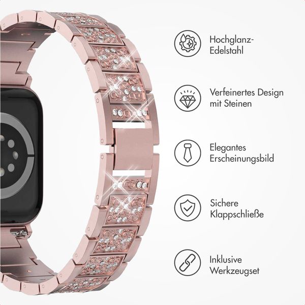 Selencia Sparkle Armband für das  Apple Watch Series 1 t/m 9 / SE (38/40/41 mm) | Series 10 / 11 (42 mm) - Rosa