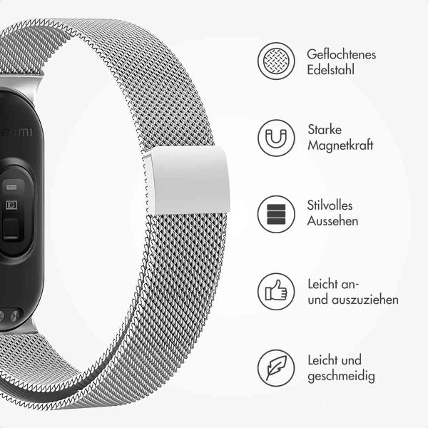 imoshion Magnetisches Milanaise Armband für das  Xiaomi Smart Band 8 / 9 - Silber