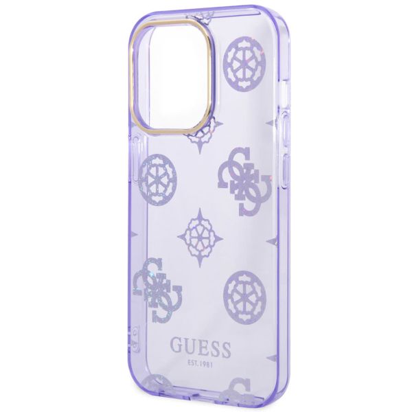 Guess Peony Glitter Back Cover für das iPhone 14 Pro Max - Violett