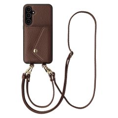 Selencia Sera HandyHülle mit Kordel und Umschlag-Kartenhalter Samsung Galaxy A55 - Chocolate Brown