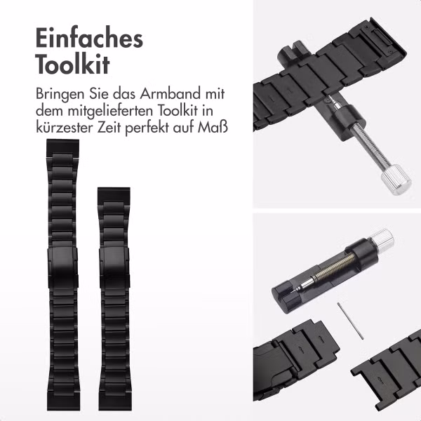 Accezz Mattes Titanstahlarmband -   Garmin 26 mm Anschluss - Schwarz