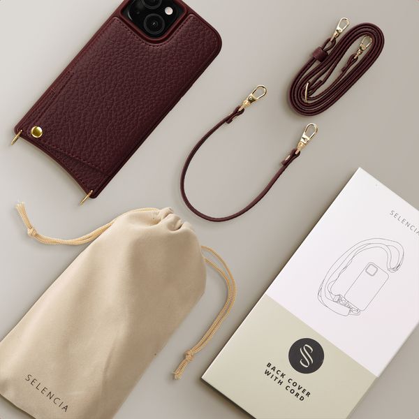 Selencia Nova HandyHülle mit Kordel und Kartenhalter Apple iPhone 15 - Bold Burgundy