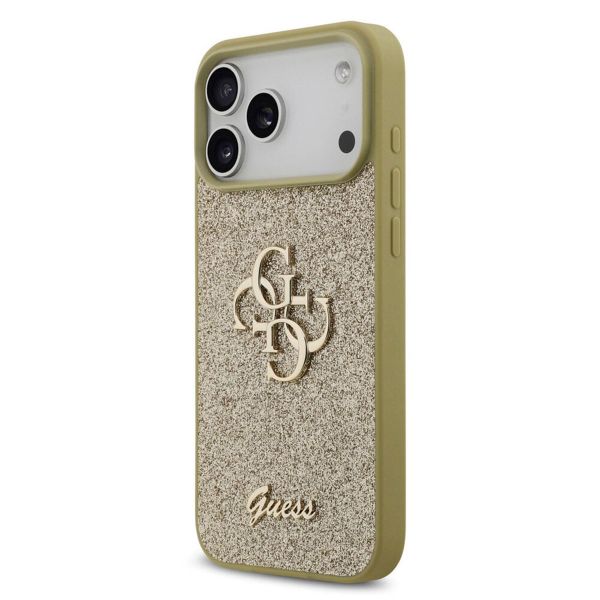 Guess 4G Metal Logo Back Cover mit Glitter Apple iPhone 17 Pro - Gold