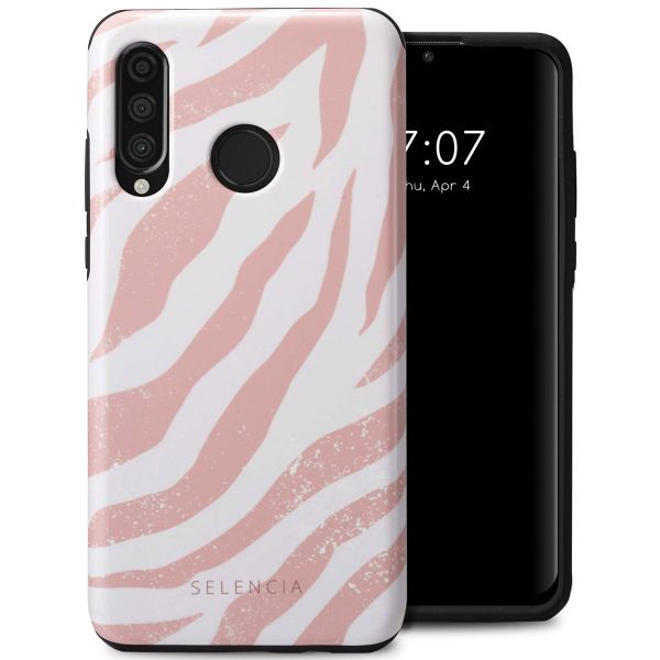 Selencia Vivid Tough Back Cover für das Huawei P30 Lite - Colorful Zebra Old Pink