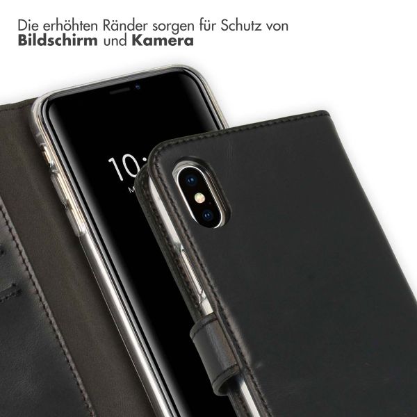 Selencia Echtleder Klapphülle Schwarz für das iPhone Xs