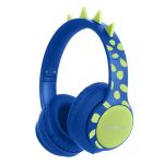 imoshion Kids Dino Bluetooth-Kopfhörer - Kinderkopfhörer mit Dezibelbegrenzer - Drahtloser Kopfhörer + AUX-Kabel - Cobalt Blue / Lime