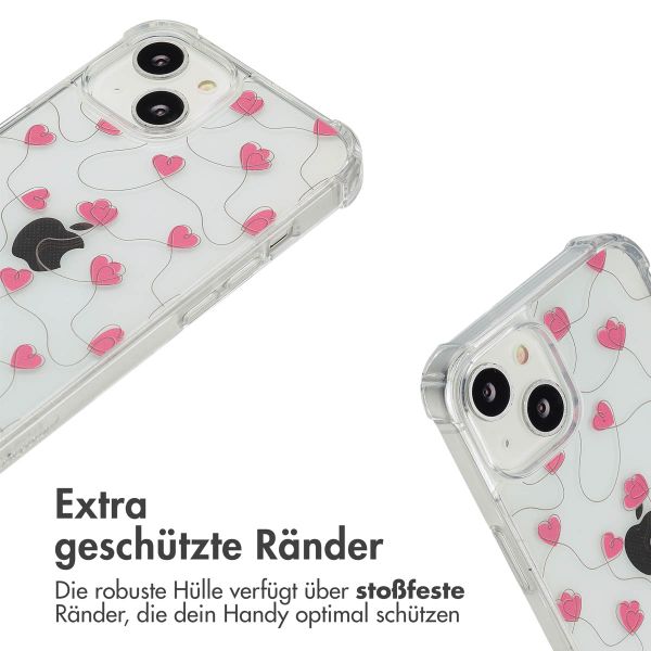imoshion Design Hülle mit Band Apple iPhone 14 - Dusty Rose Connected Hearts