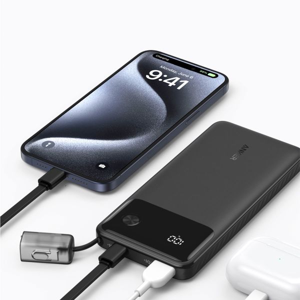 Anker Powerbank - 10.000 mAh - 22,5 Watt - USB-A + USB-C - Schwarz