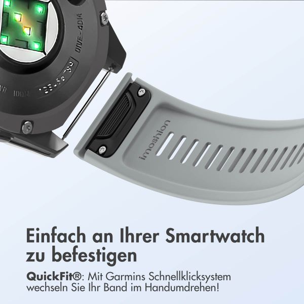 imoshion QuickFit® Silikonarmband Stripe für die Garmin Watch | 26 mm Anschluss - Grau