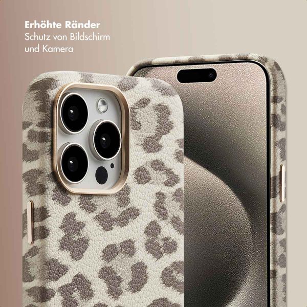 Selencia Sabi Backcover Leopardenmuster mit MagSafe Apple iPhone 15 Pro Max - Soft Ivory