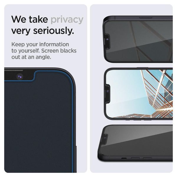 Spigen EZ Fit GLAS.tR Privacy Glass Displayschutz - 1 Pack Apple iPhone 17e / 16e / 14 / 13 / 13 Pro
