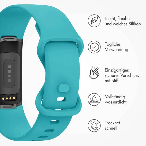 imoshion Silikonband für die Fitbit Charge 5 / Charge 6 - Größe S - Türkis