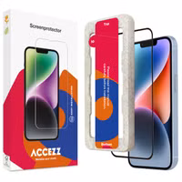 Accezz Vollflächige Schutzfolie aus gehärtetem Glas mit Applikator Apple iPhone 13 / 13 Pro / 14 / 16e