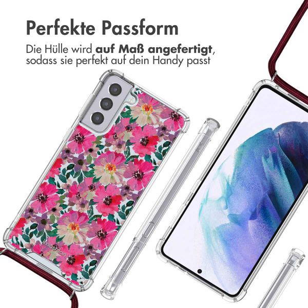 imoshion Design Hülle mit Band für das Samsung Galaxy S21 Plus - Flower Water