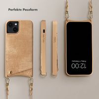 Selencia Nova Croco HandyHülle mit Kordel und Kartenhalter Apple iPhone 14 / 13 - Toasted Almond