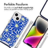 imoshion Design Hülle mit Band Apple iPhone 14 - Cobalt Blue Flowers Connect