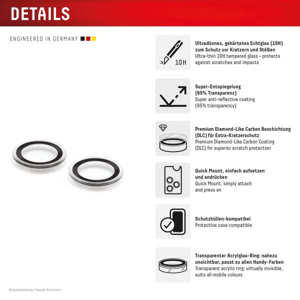 Displex CamGlass Single Kameraprotektor Apple iPhone 16 / 16 Plus / 17