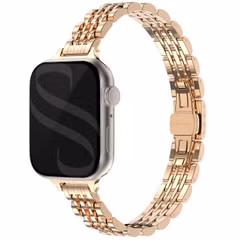 Selencia Jubilee inspiriertes schmales Edelstahlarmband für die Apple Watch Series 1 bis 9 / SE (38/40/41 mm) | Series 10 (42 mm) - Roségold