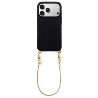 Selencia Rivièra MagSafe Backcover mit abnehmbaren Haken für das Apple iPhone 17 Pro Max - Velvet Black + Sleek Chain Handykette - Gold
