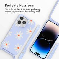 imoshion Silikonhülle design mit Band für das iPhone 14 Pro Max - Lila Flower Distance