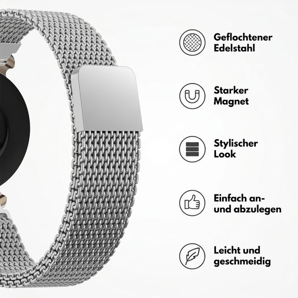 imoshion Magnetisches Milanaise Armband für Garmin Lily 2 - Silber
