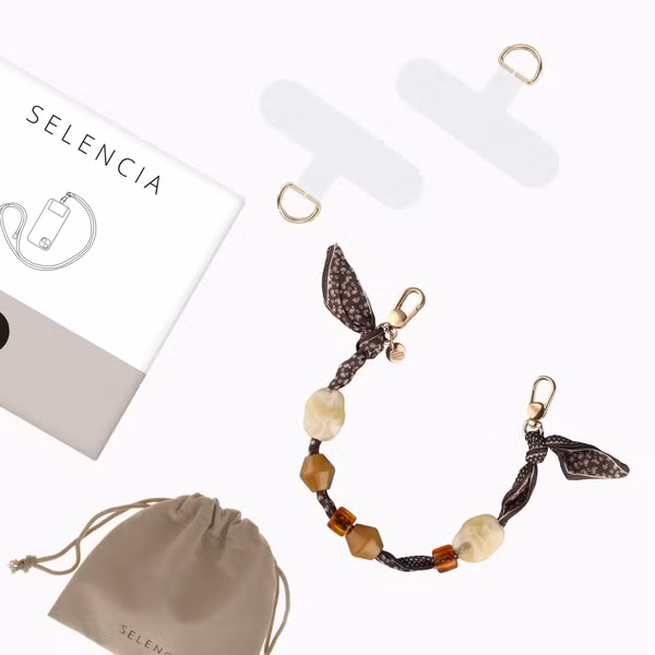 Selencia Satin Stone-Handykette - Brown