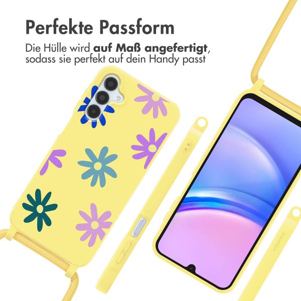 imoshion Silikonhülle design mit Band für das Samsung Galaxy A15 (5G/4G) - Yellow Flower Distance