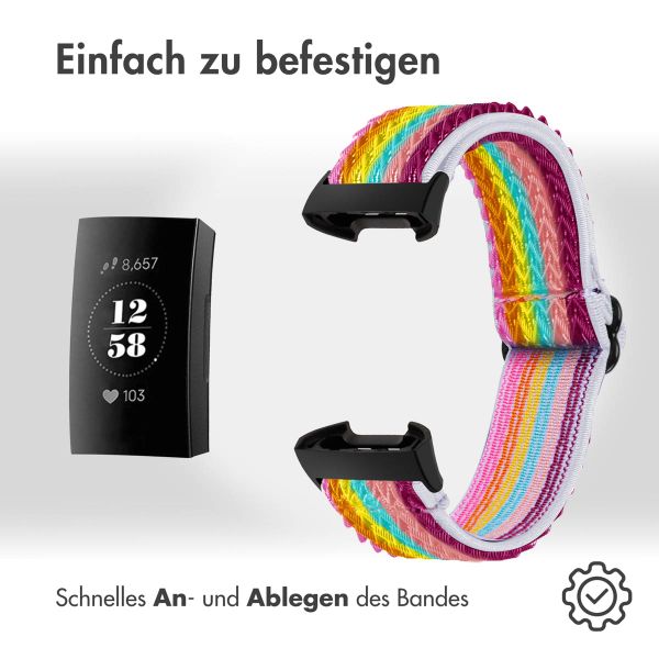 imoshion Elastische Nylonarmband für das Fitbit Charge 3 / 4 - Rainbow