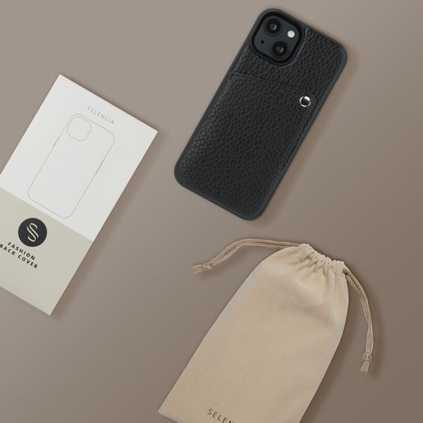 Selencia Riva Back Cover mit Kartenfach Apple iPhone 14 / 13 - Schwarz