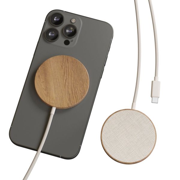 Woodcessories MagPad kabelloses Ladegerät - Geeignet für MagSafe und Qi2 - Eichenholz