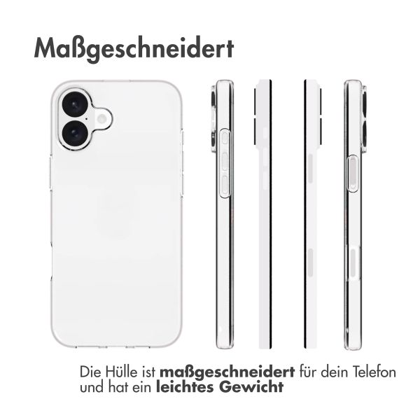 Accezz TPU Clear Cover für das iPhone 16 Plus - Transparent