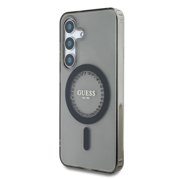 Guess MagSafe IML Strass Hülle Samsung Galaxy S25 - Schwarz