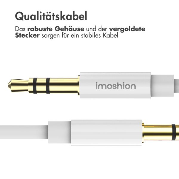 imoshion ﻿AUX-Kabel - 3,5 mm/Kabel für Audiobuchse- Stecker auf Stecker - 1 Meter - Weiß