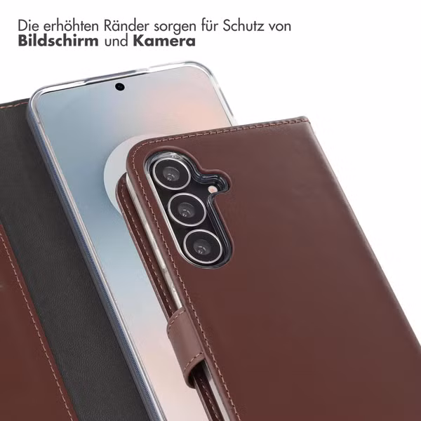 Selencia Echtleder Klapphülle Samsung Galaxy S25 FE - Dunkelbraun